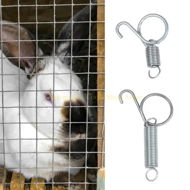 QX2E Cage Door Spring Hook 10Pcs Metal Spring Hooks Sturdy Tension Fixing Spring for Wire Rabbit/Bird/Hamster Cages S/L 3