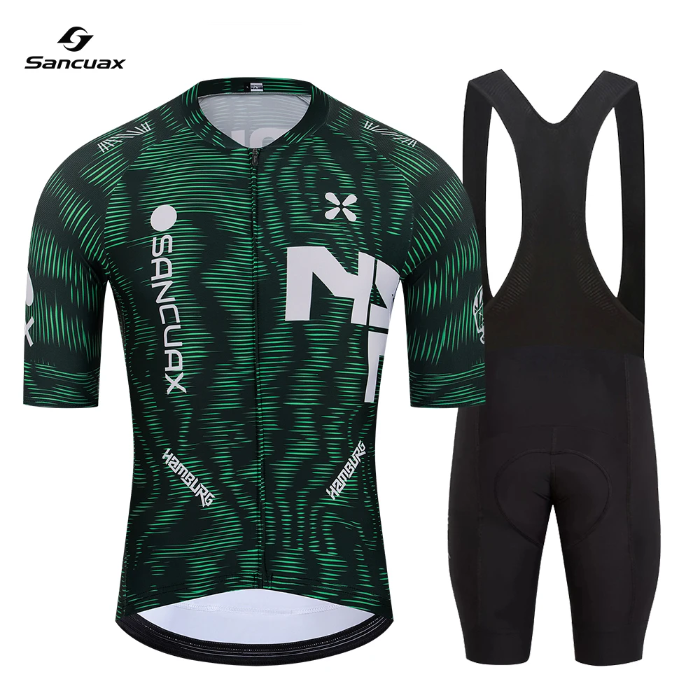 SANCUAX Men's Cycling Jersey Set, Summer Short Sleeves Cycling Clothing with Pockets Breathable Road Bike Maillot Ciclismo Hombre