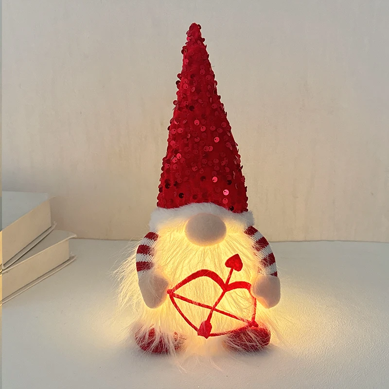 Valentines Day Led Glowing Faceless Gnome Plush Doll Wedding Christmas Party Home Decoration Ornament Gift for girlfriend women