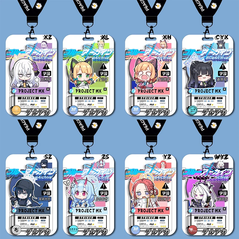 

Синий архив из аниме Shirasu Azusa Saiba Momoi Waraku Chise Пластиковая Обложка для карт студенческий значок для еды держатель для удостоверения личности