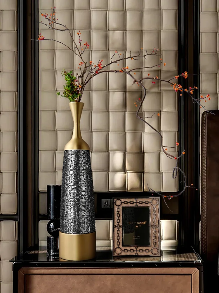 Thin Tall Vase Light Luxury Decoration Living Room Dry Flower Arrangement Simple Modern TV Cabinet Porch Home Soft Decoration 2