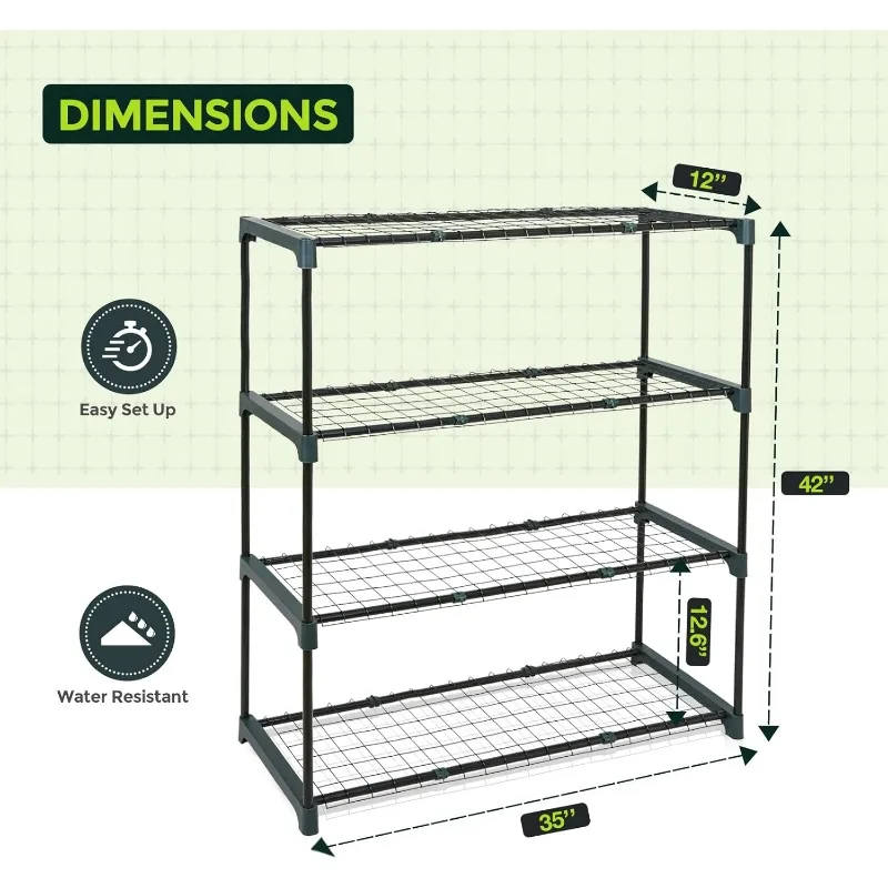 Greenhouse Shelving Staging Double 4 Tier, Outdoor / Indoor Plant Shelves, 3
