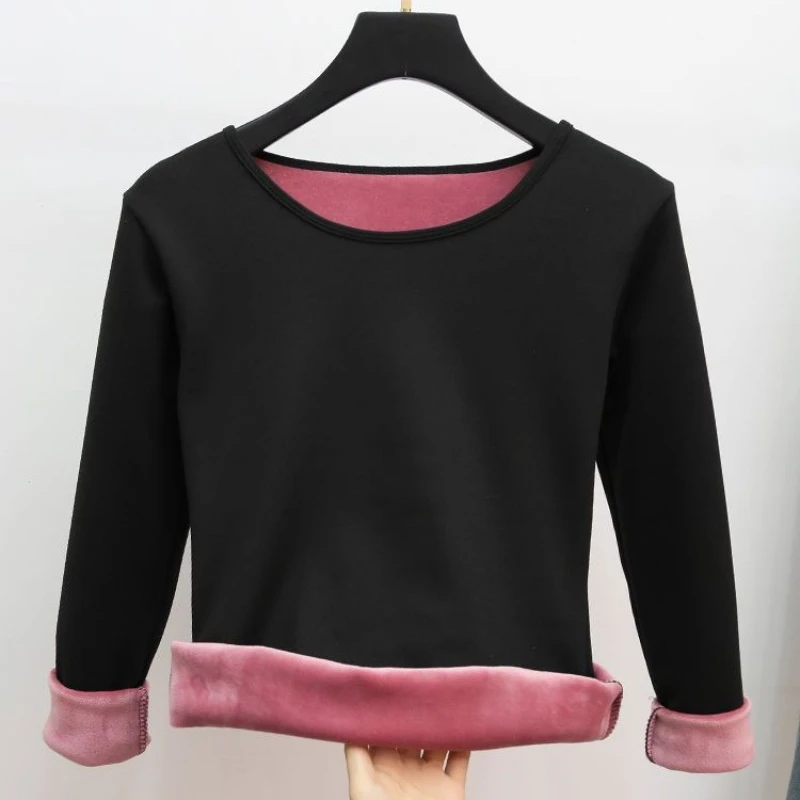 

Women's Thermal Underwear Fleece Lined Tops Plus Velvet Thickening Long Sleeves Bottoming Shirt High Quality Pullover Shirts