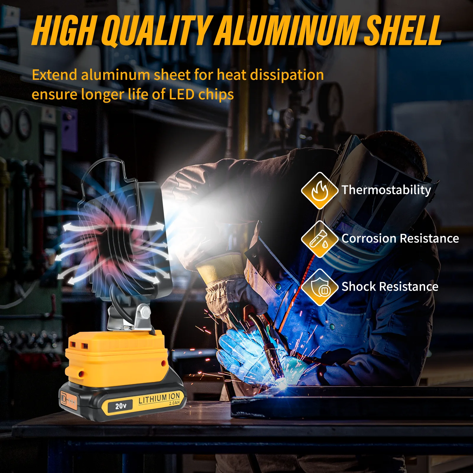 Cordless LED Work Light for Dewalt 20V Battery 27W 1400LM Flashlight LED Flood L