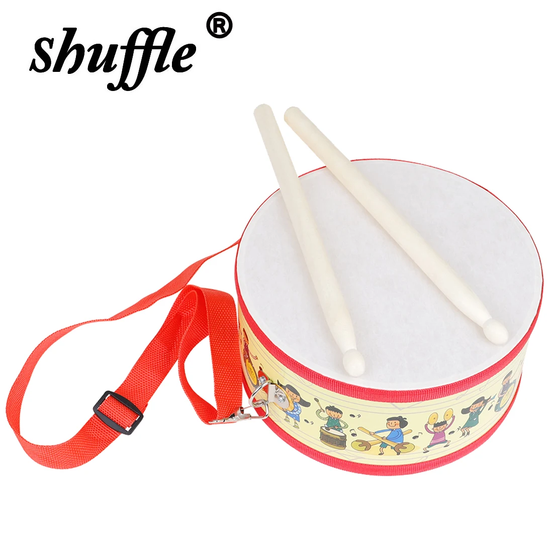 Double Sided Drums Tambourine Wooden Hand Drum Orff Cartoon Percussion Instruments Portable Kids Educational Toy Children's Gift 1