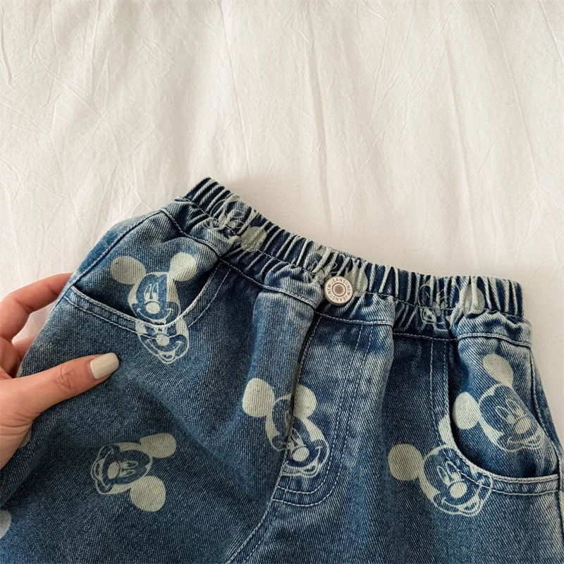 Loose Straight Leg Jeans for Boys Cartoon Print Spring Autumn New Style Korean Version Baby Kids Jeans Soft Denim Natural Waist - 4