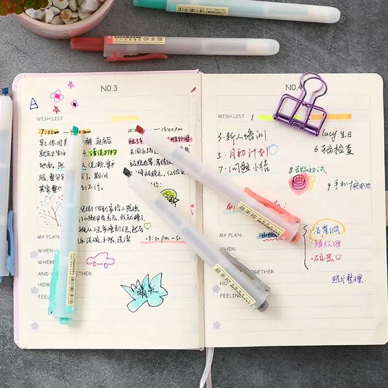 Highlighter Marker Highlighter Pen Marker Pen 1-Piece Refillable Retractable Highlighters Fluorescent Pen Pastel Highlighter Markers For Highliting Drawing Doodling Coloring