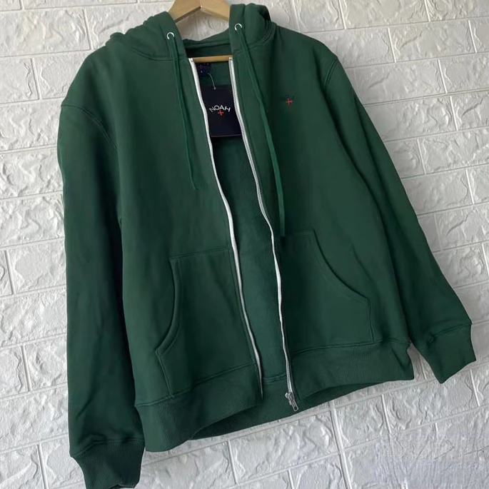 

Noah Hoodies Classic Letter Logo Cross Embroidery Simple Retro Zipper Fleece Hooded Men Women Keep Warm Winter Clothing