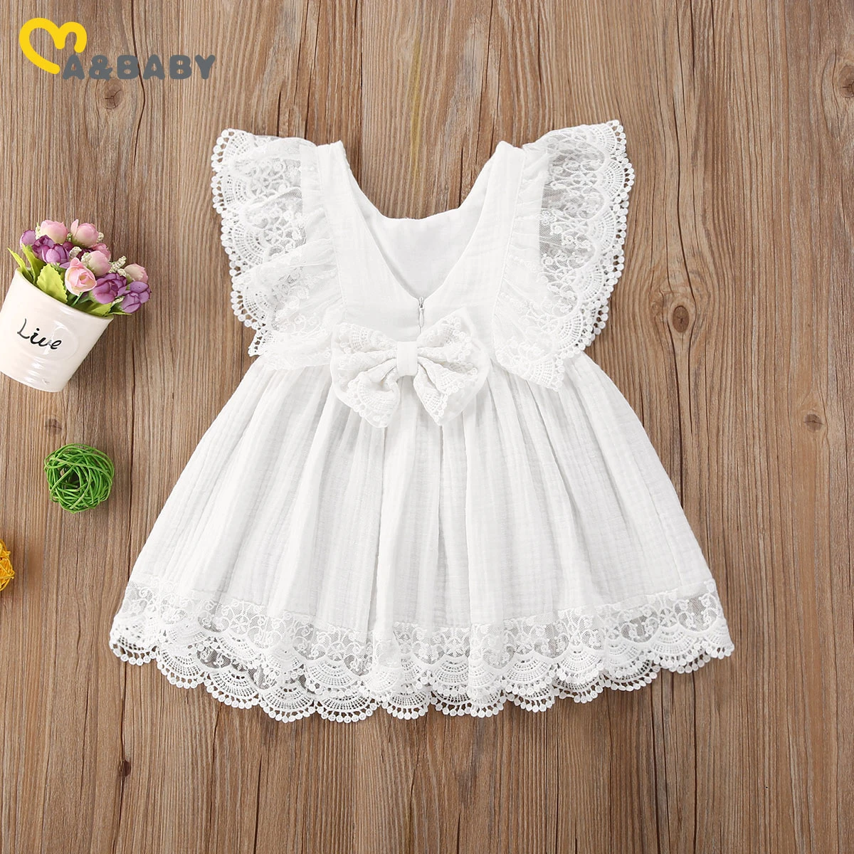 Ma&Baby 6M-5Y Toddler Kid Child Baby Girls White Dress Summer Ruffles Lace Bow Princess Dresses Costumes Clothes best Dresses