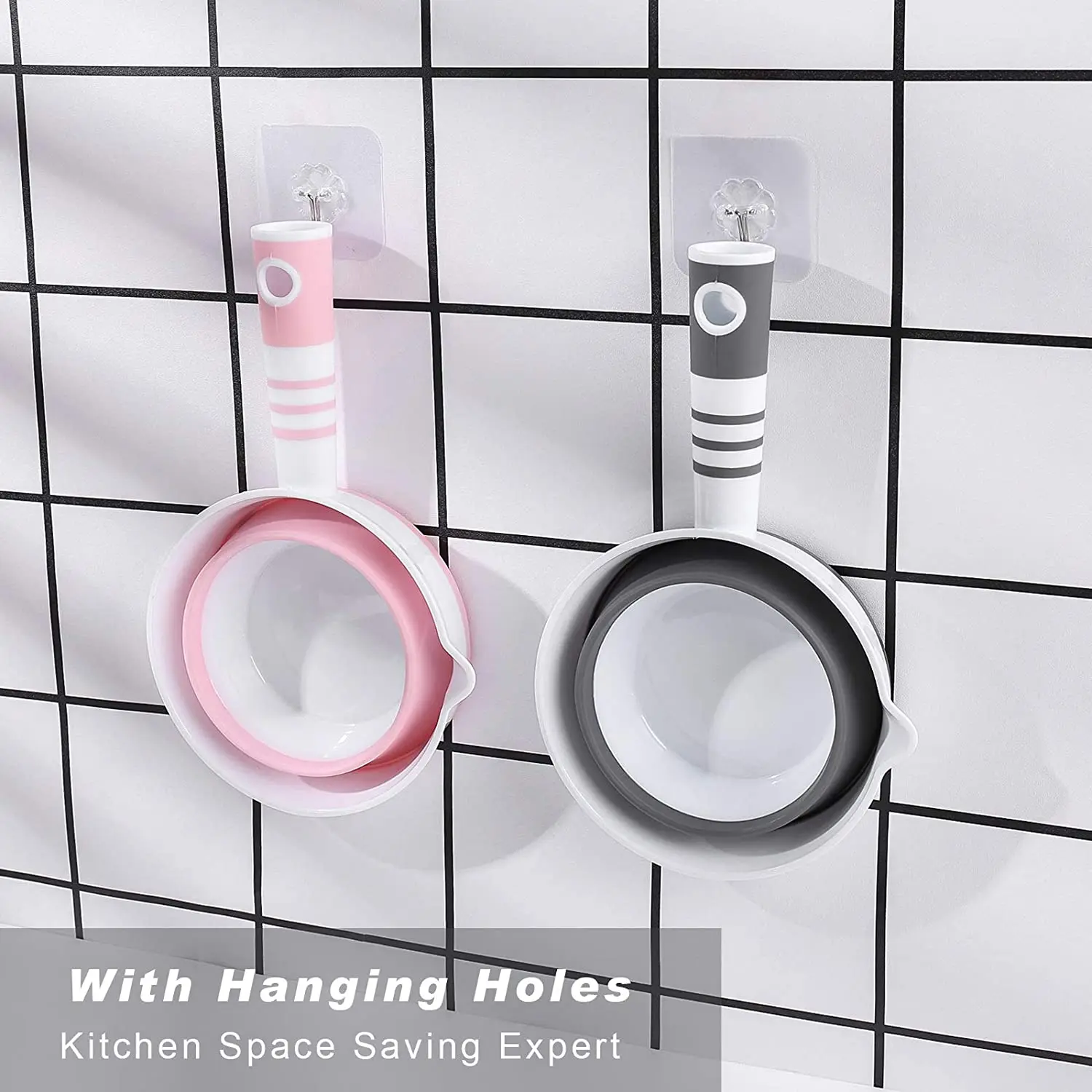 Fold-able Water Ladle Collapsible Water Scoop Dipper Folding Bath Spoon Ladle Space Saving for Kitchen Bathroom