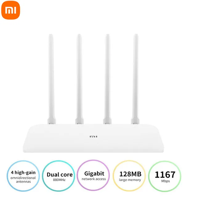 Xiaomi Mi Router 4A Гигабитная версия 2,4 ГГц 5 ГГц Wi-Fi 1167 Мбит/с Wi-Fi повторитель 128 МБ DDR3 с высоким коэффициентом усиления 4 антенны Сетевой удлинитель 1