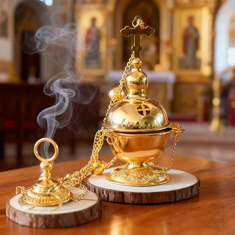 Neuer Orthodoxer Christlicher Weihrauchbrenner Klassisches Heiliges Muster Exklusive Zeremonie für Gläubige Weihrauchbrenner Sakral und Respektvoll – Detail 10