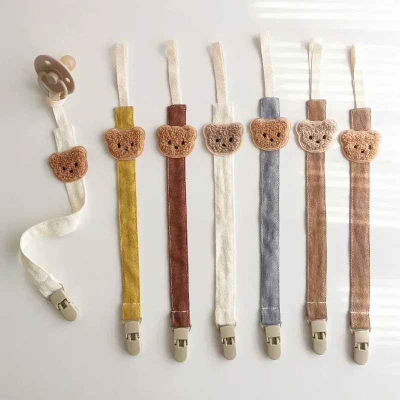 New Cute Bear Baby Pacifier Chain Clips Holders Anti-drop Chain Cartoon Teething Clips Teether Toy Soother Pacifier Strap