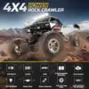 DEERC DE45 RC Car: 1:14 4WD Monster Truck, Metal Shell, 2 Batteries, 90 Min Play, 2.4GHz, LED, Rock Crawler 5