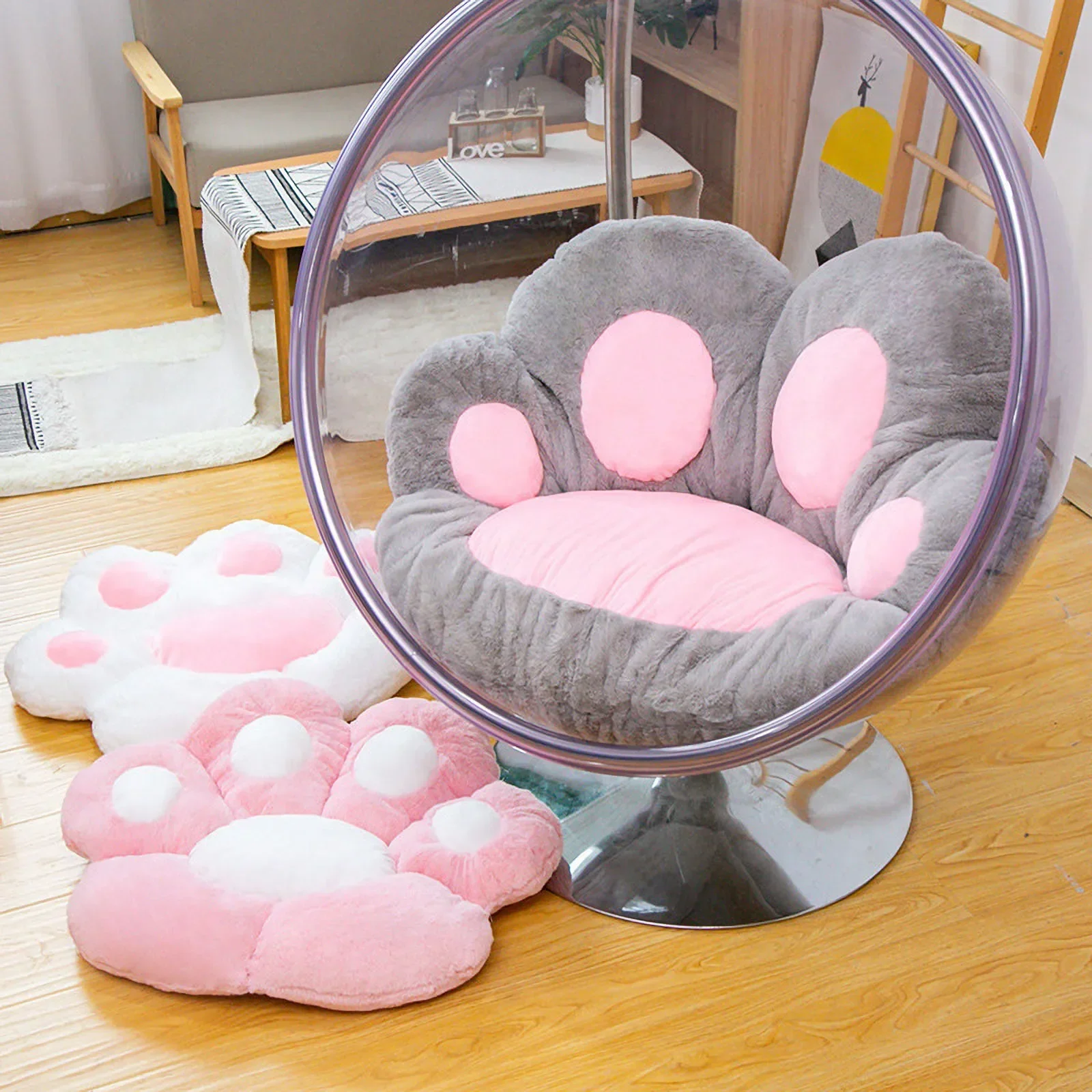 Plush Pillowcase Seat Cushions Cat Paw Back Fluffy Pillows Plush Chair Cushion Sofa Mat Office Chair Seat Pillow Back Cushion 2