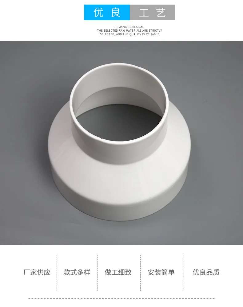 Riduttore Tubo Ventilazione 150mm A 100mm - Adattatore In ABS Bianco