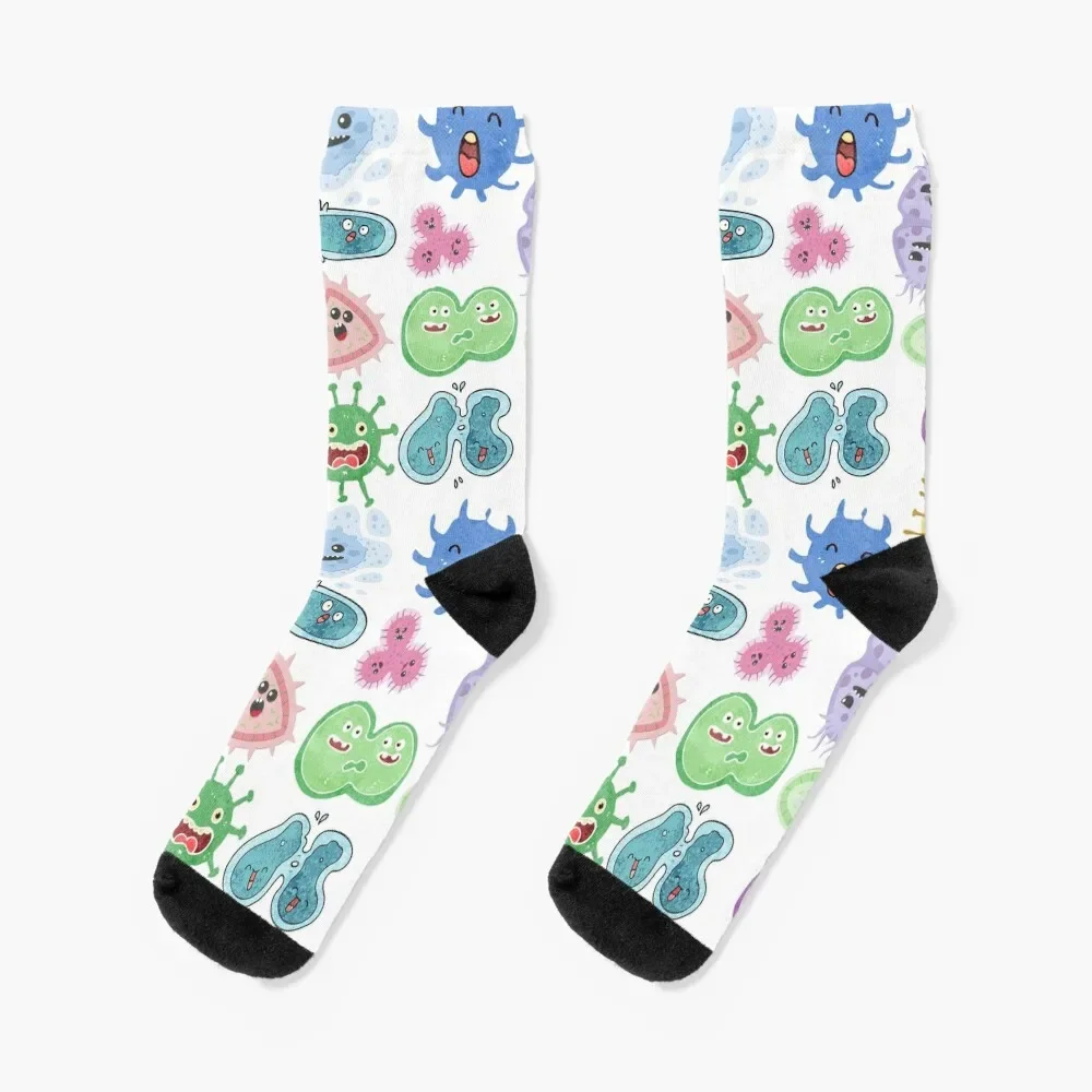 

Cute Microbes Bacteria, Virus, Ecoli MicroBiology Seamless Pattern Sticker Pack. Socks summer Socks Girl Men's