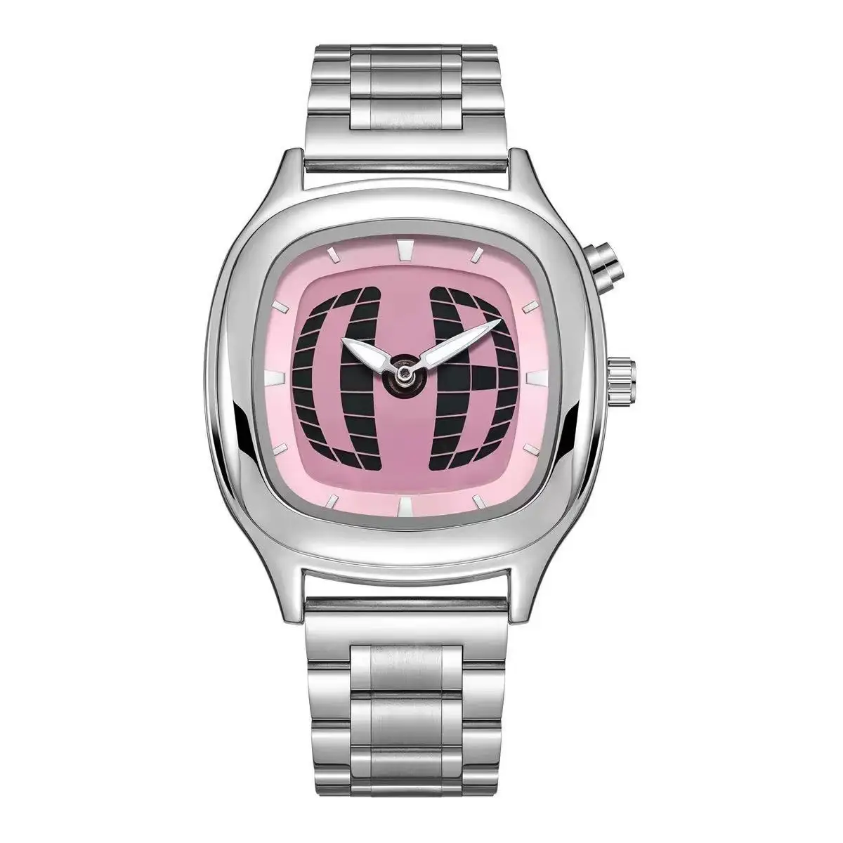 Enhanced Product Title:  
Men's Dynamic Design Red Quartz Watch with Dual Display and Steel Band