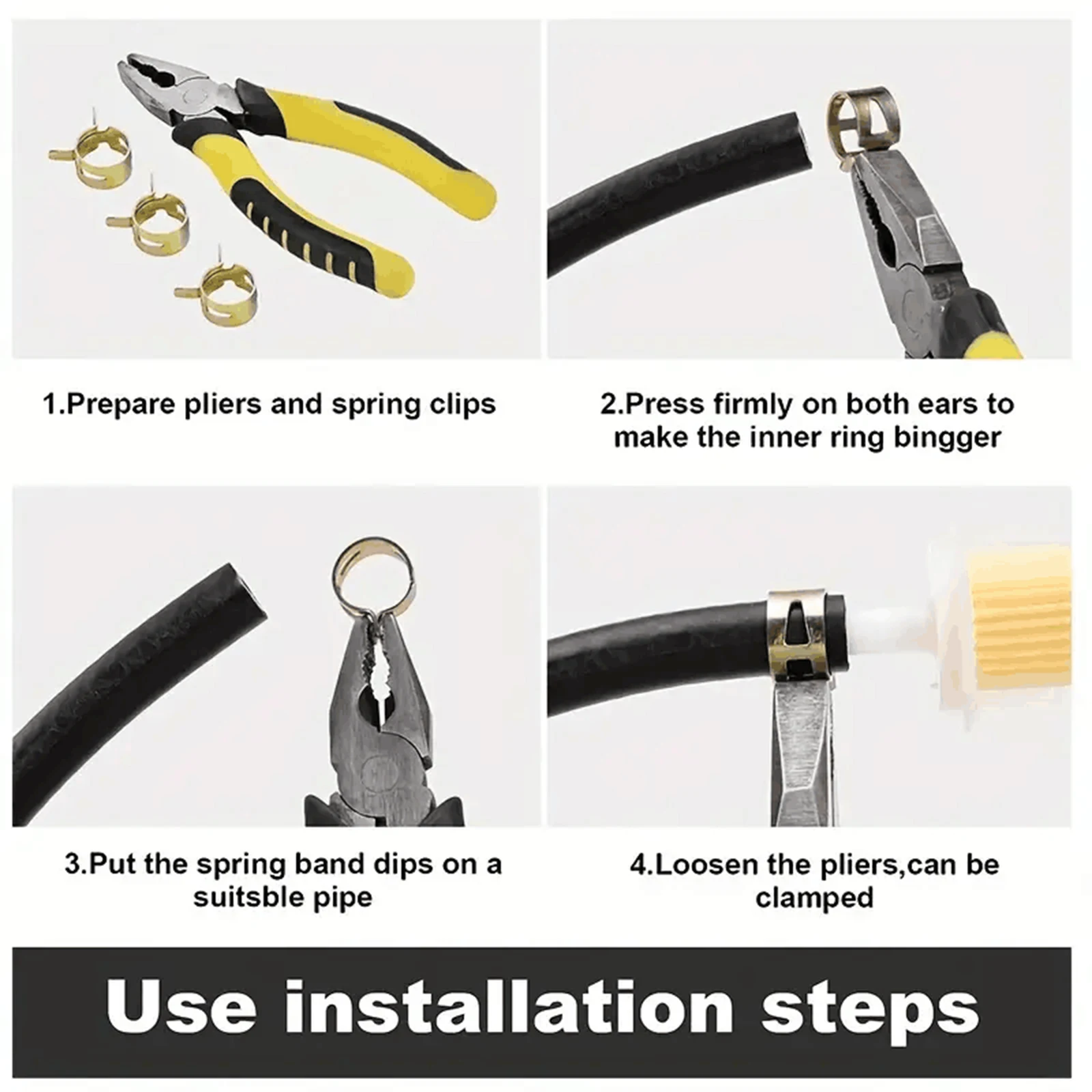 Hose Clamps 75Pcs 6-10mm Manganese Steel Spring Driven Hose Clamp Low Pressure Air Clamp Fastener Sorting Kit For Pipes Automobiles