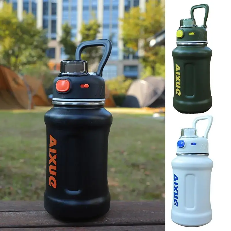 

Vacuum Water Bottle With Handle Stainless Steel 650ml Wide Mouth Water Tumbler With Straw Drinking Bottles For Hiking Camping