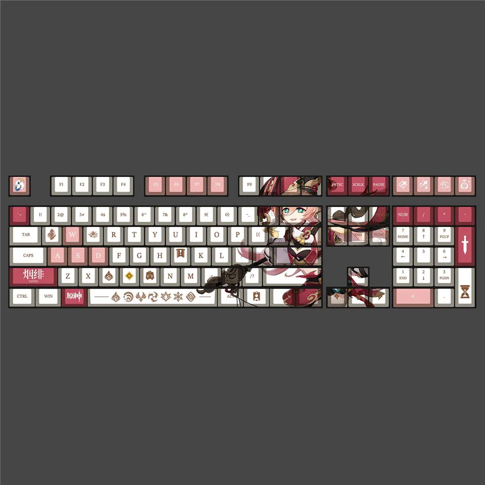 chaves genshin impacto tema keycaps pbt anime keycap teclado mecânico para cereja mx jogo teclado decoração presente