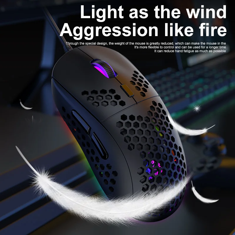 Teclado e Mouse Conjunto de Teclado Mecânico 62 Teclas Rgb 6400 Dpi Óptico Gaming Mouse com Almofada para Gamer Desktop Portátil T60 - Imagem 6
