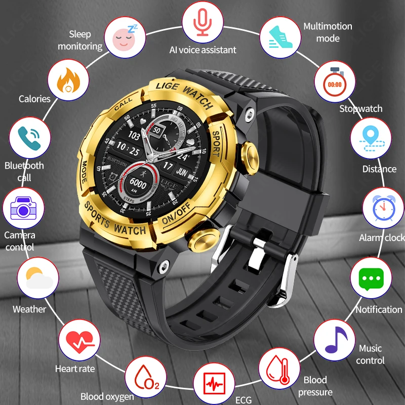 LIGE Voice Calling Smart Watch HD AMOLED Display Health Monitor Sports Watches Bluetooth Phone Calls Smartwatch For Men Women