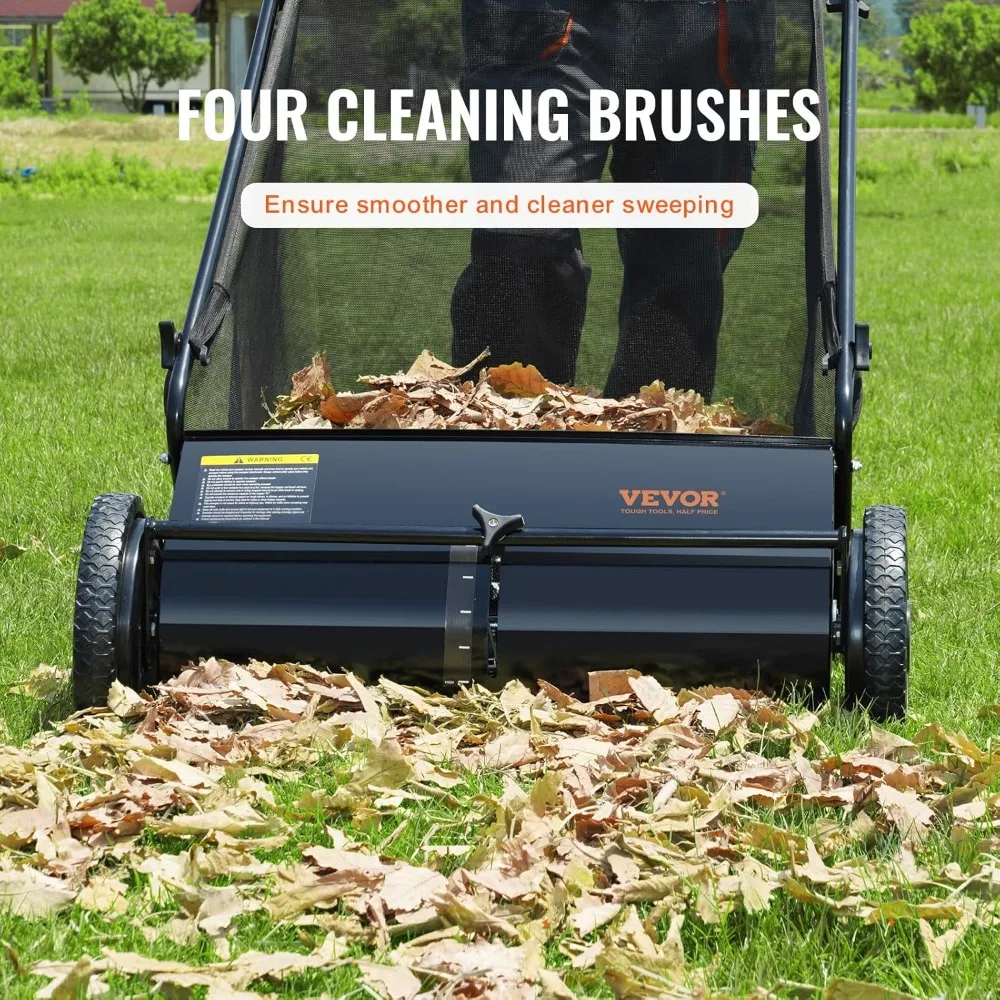 26 Wide Lawn Sweeper by VEVOR: Leaf and Grass Collection, Durable Steel Frame, Strong Rubber Tires