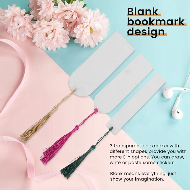 DIY 아크릴 북마크 블랭크 투명 북마크, 술 북마크 세트, 노트북, 파티 장식, 30 개