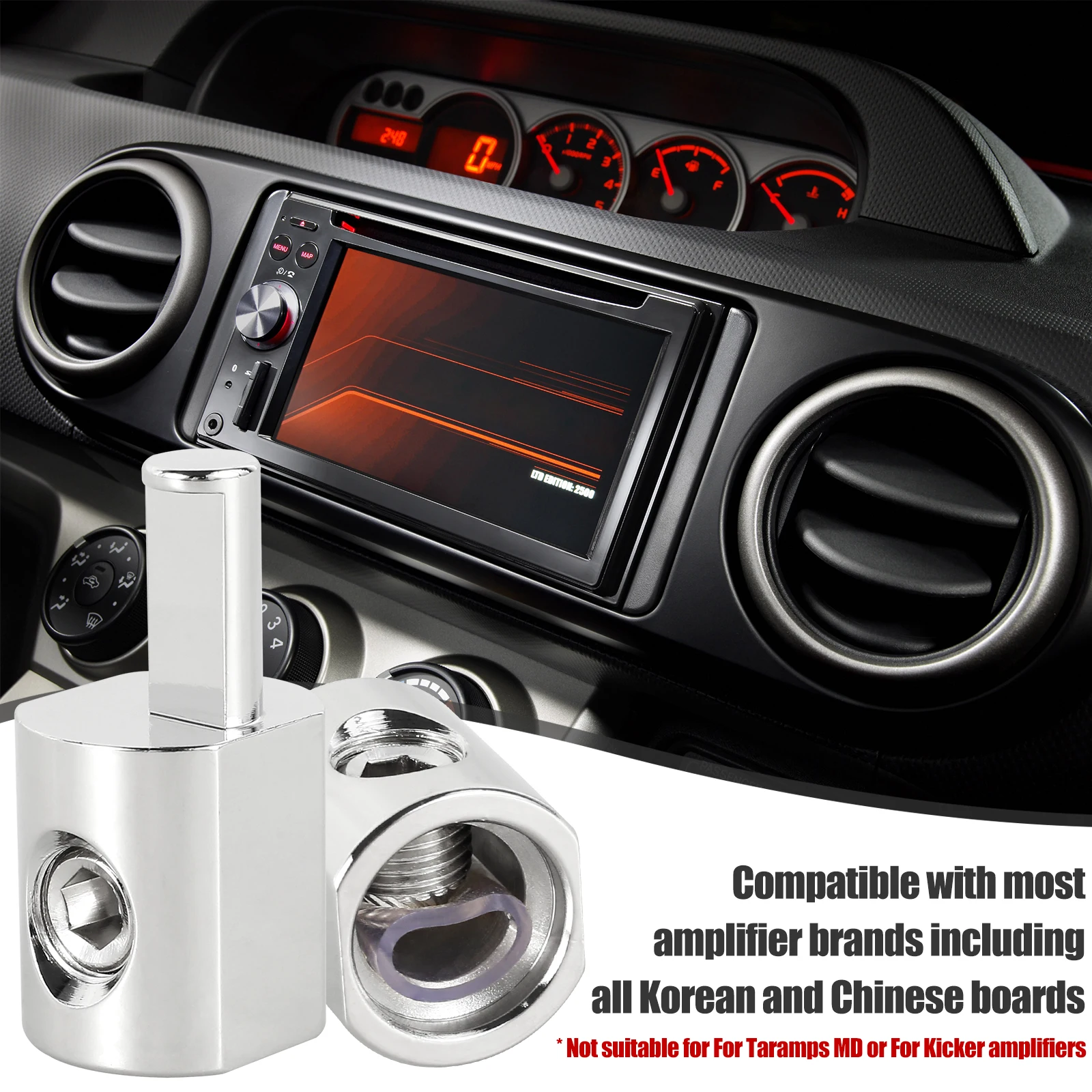 2pcs Car Audio Gauge Power Ground Wire Car Audio Modified Power Amplifier Pure Copper Terminal Supply FOR Amp car stereo car accessories cable audio cables