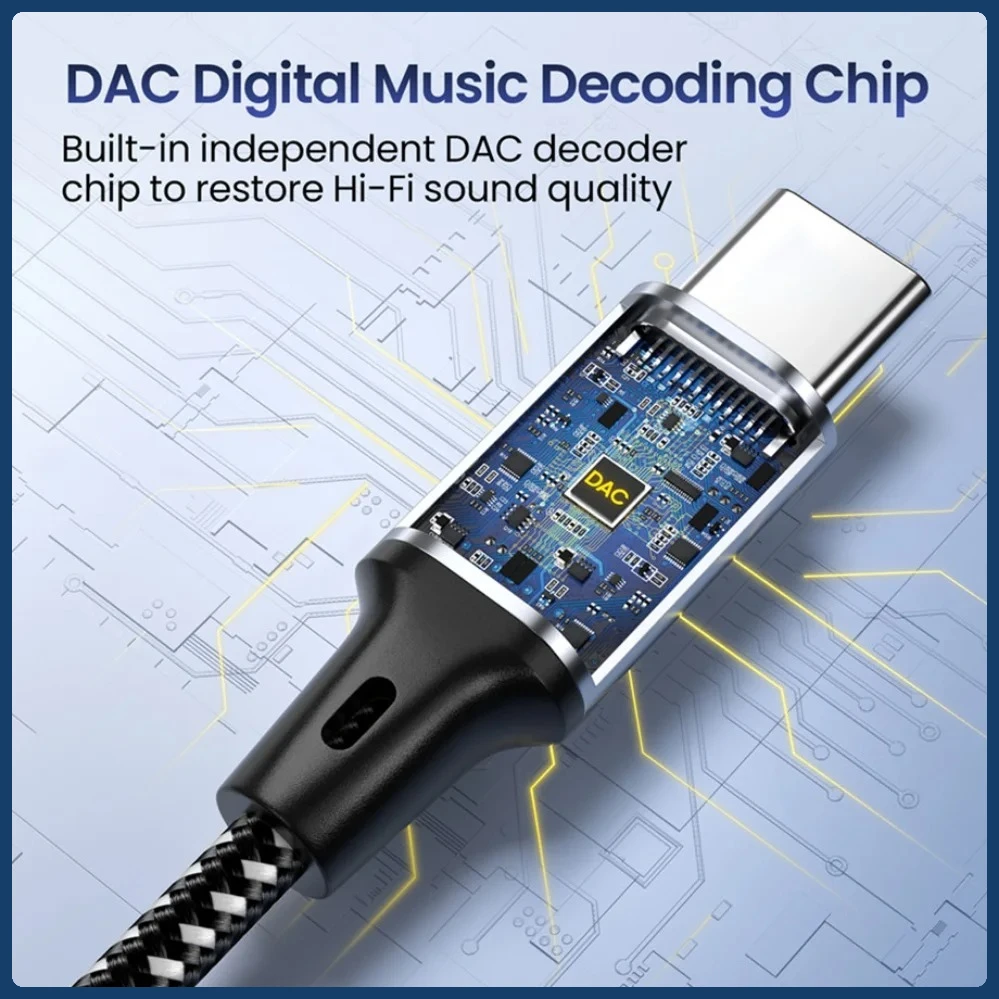 Premium USB Type-C to 3.5mm AUX Audio Cable with DAC