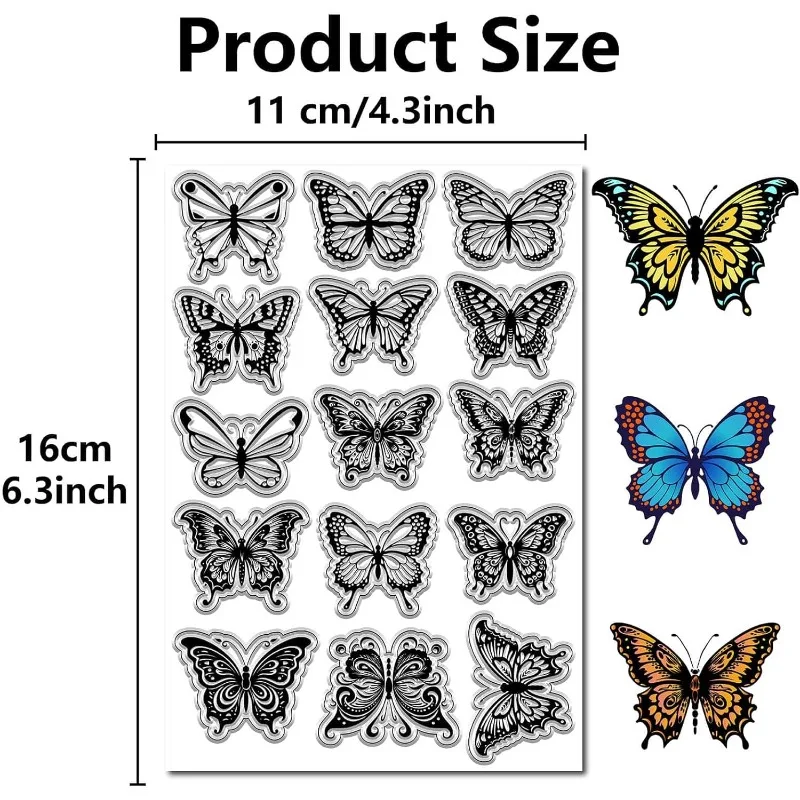 1Sheet Butterfly Rubber Stamp Swallowtail Butterflies Clear Transparent Vintage Silicone Seals Stamp for Journaling Card Making clear stamps clear rubber stamps
