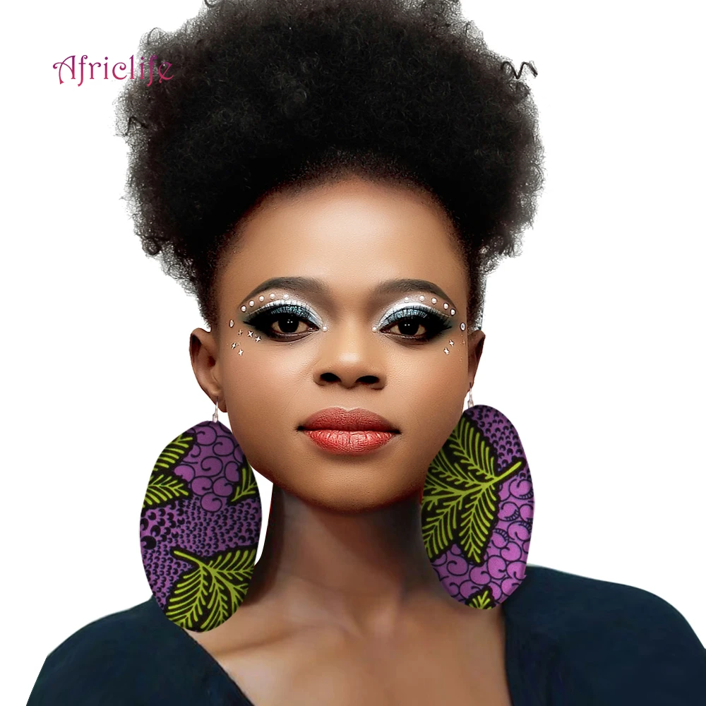 Big African Earrings Oversized for Women African Statement Earrings Handmade Multi Color Fabric Dangle Gifts WYB280