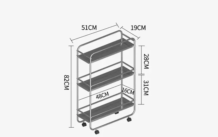 Minimalist Storage Car Multi-Functional High-Capacity Space Saving Independent Storage Car Mobile Standing Rolling Shelf