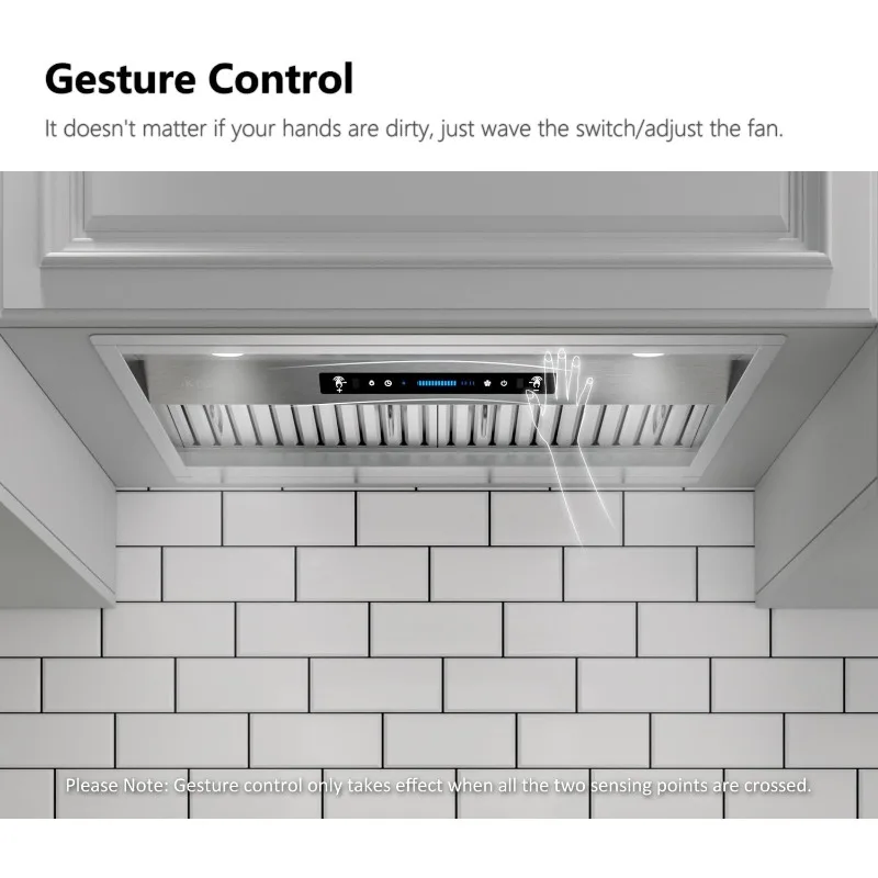 IKTCH 30 inch Built-in/Insert Range Hood 900 CFM, Ducted/Ductless Convertible Duct,Stainless Steel Kitchen Vent Hood 2 Pcs Light