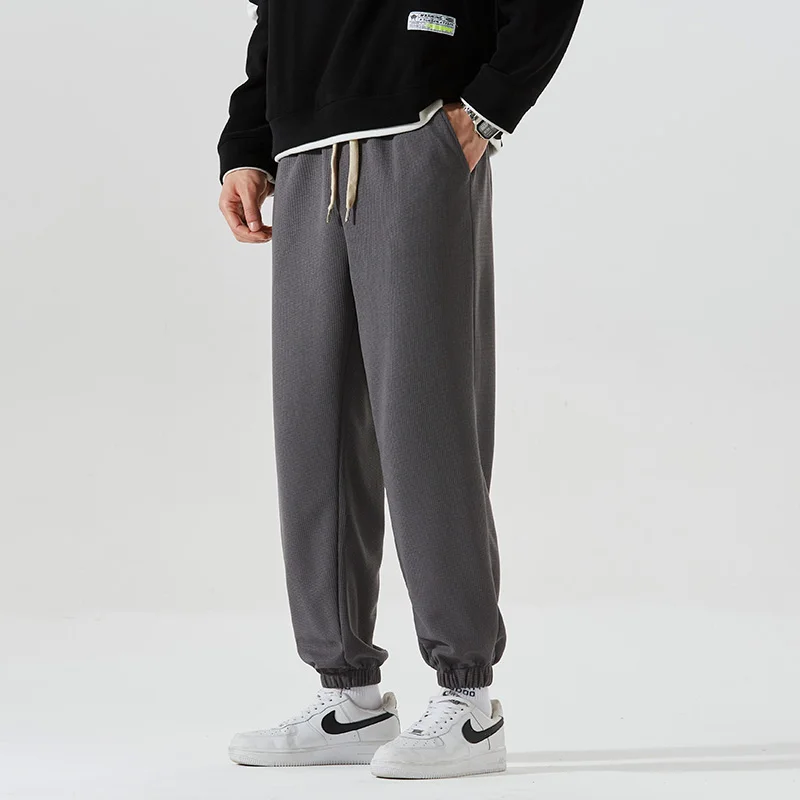 Men's Spring Autumn Elastic High Waisted Solid Pockets Pleated Harlan Lantern Sports Casual Loose Trousers Fashion Pants