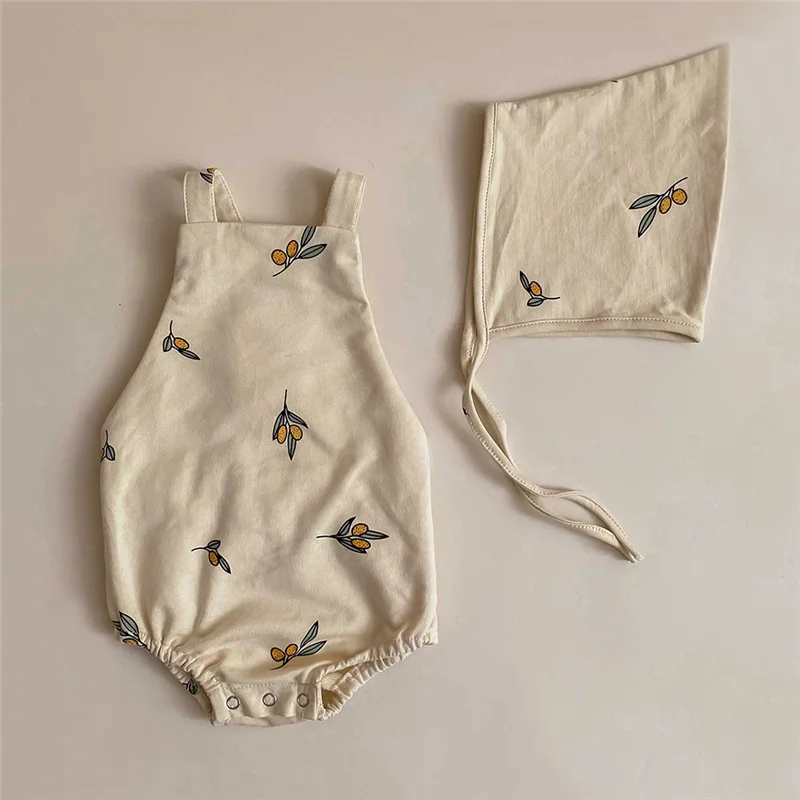 

Spring Newborn Baby Romper With Hat Soild Color Baby Clothes Girl Rompers Cotton O-neck Infant Boys Romper