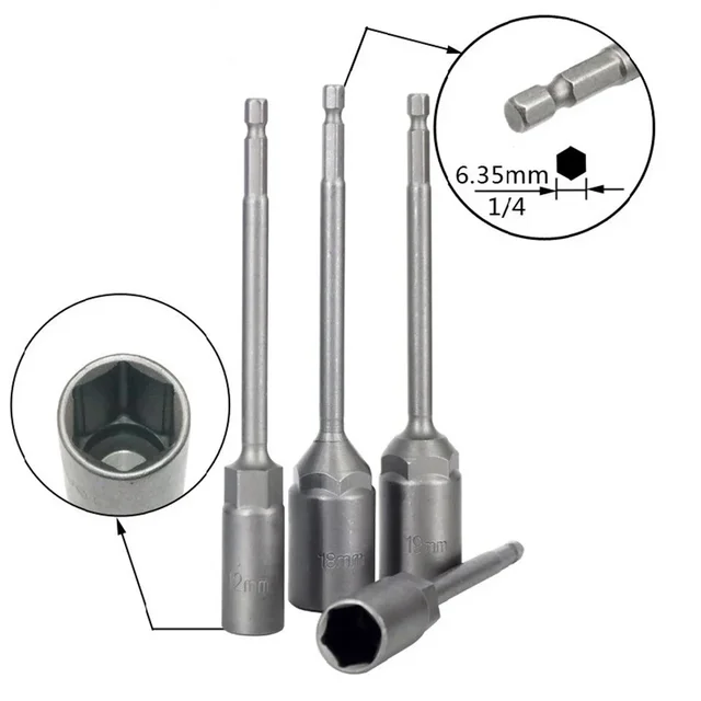 1PC 150mm Hexagon Nut Driver Drill Bit Adapter Socket Wrench Extension Sleeve Deepen And Lengthen The Hexagonal Socket Accessory 5