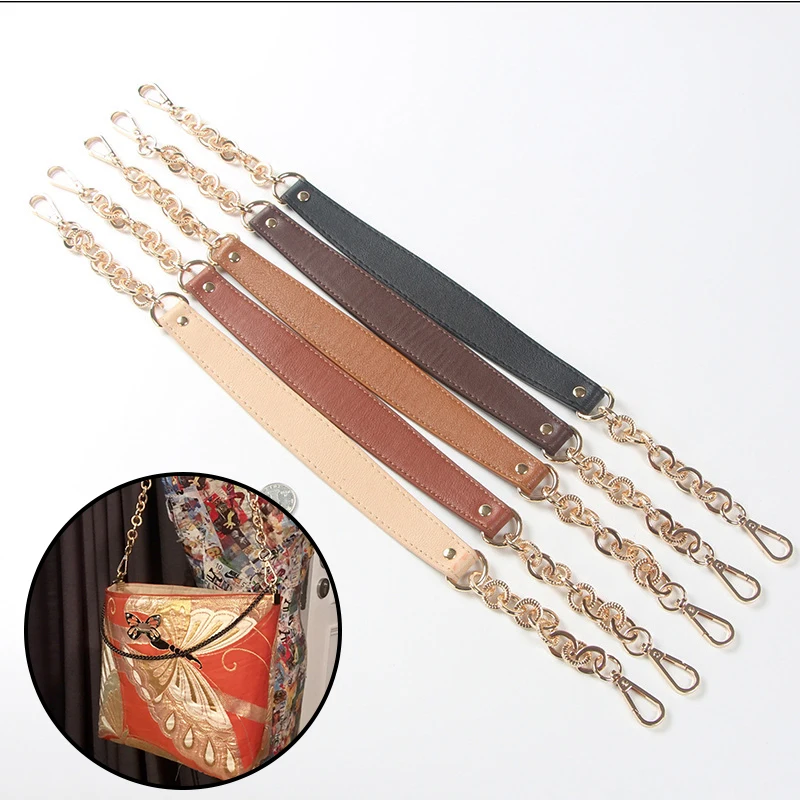 

Bag Metal Chain Leather Bag Strap Shoulder Crossbody Bag Strap Exquisite Black Leather Chain Straps Hardware Handle Accessories