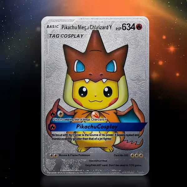 New 9 models DIY Pokemon Metal Cards Pikachu Charizard Silver Vmax TAG Battle Card Game Collection Cards Gift Toys 5
