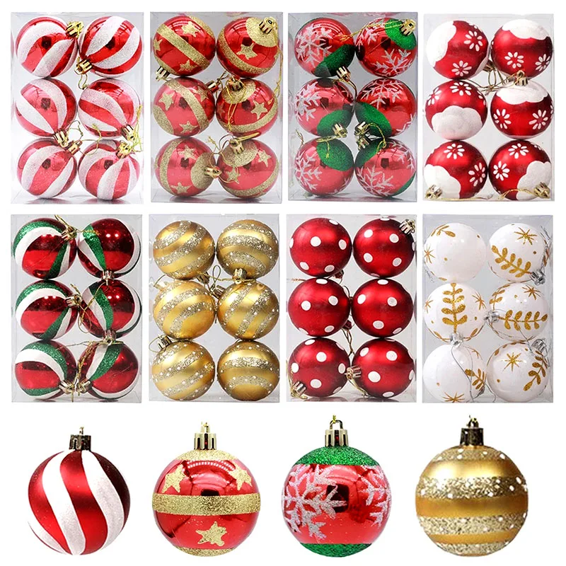 

1Box 6pcs Christmas Ball Snowflake Christmas Tree Ball Hanging Decoration Pendant For Xmas New Year Party Home Ornaments Navidad