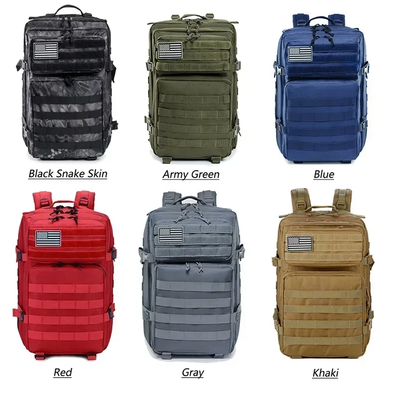 45L Tactical Backpack - Large Capacity Outdoor Hiking  Camping Bag for Men  Women