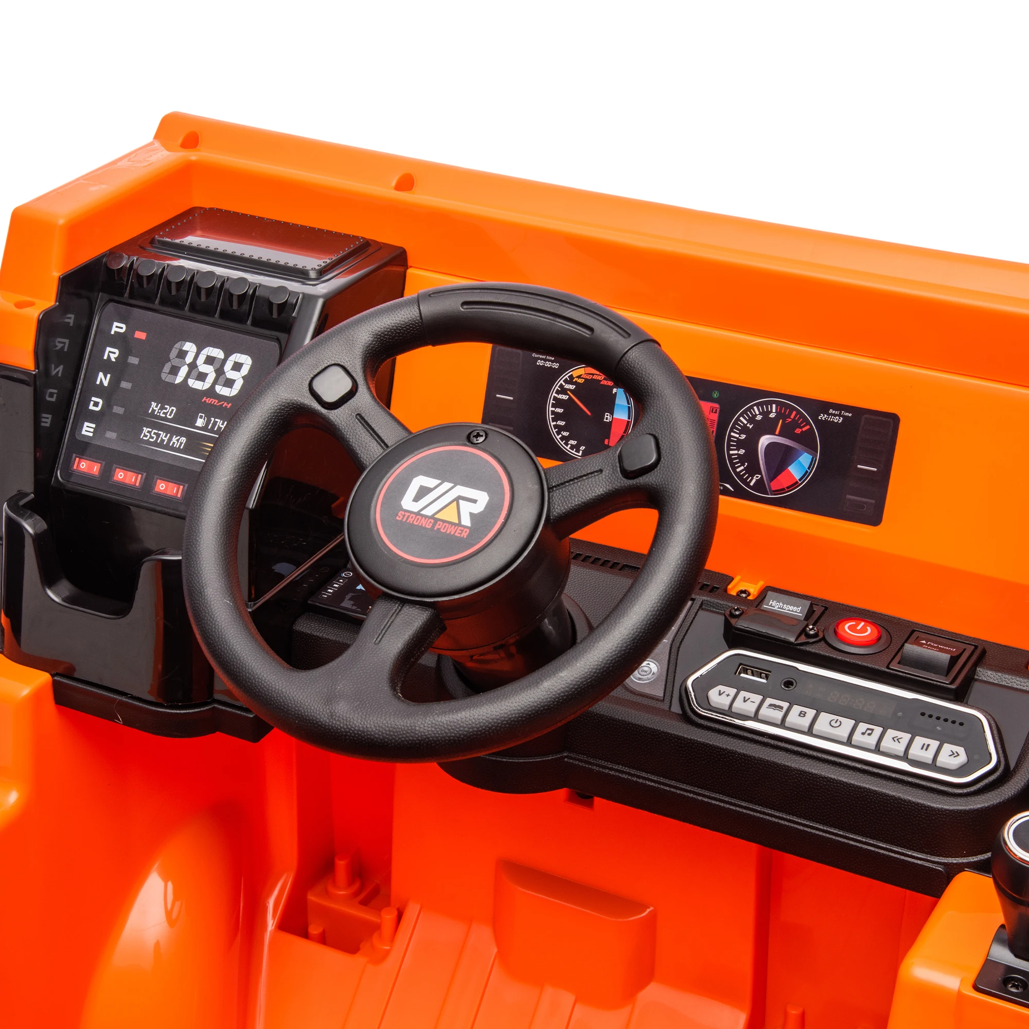 12v Ride On Dump Truck Parents Control Electric Dump Bed Extra Shovel Phone Stand Three-Point Seat Belt