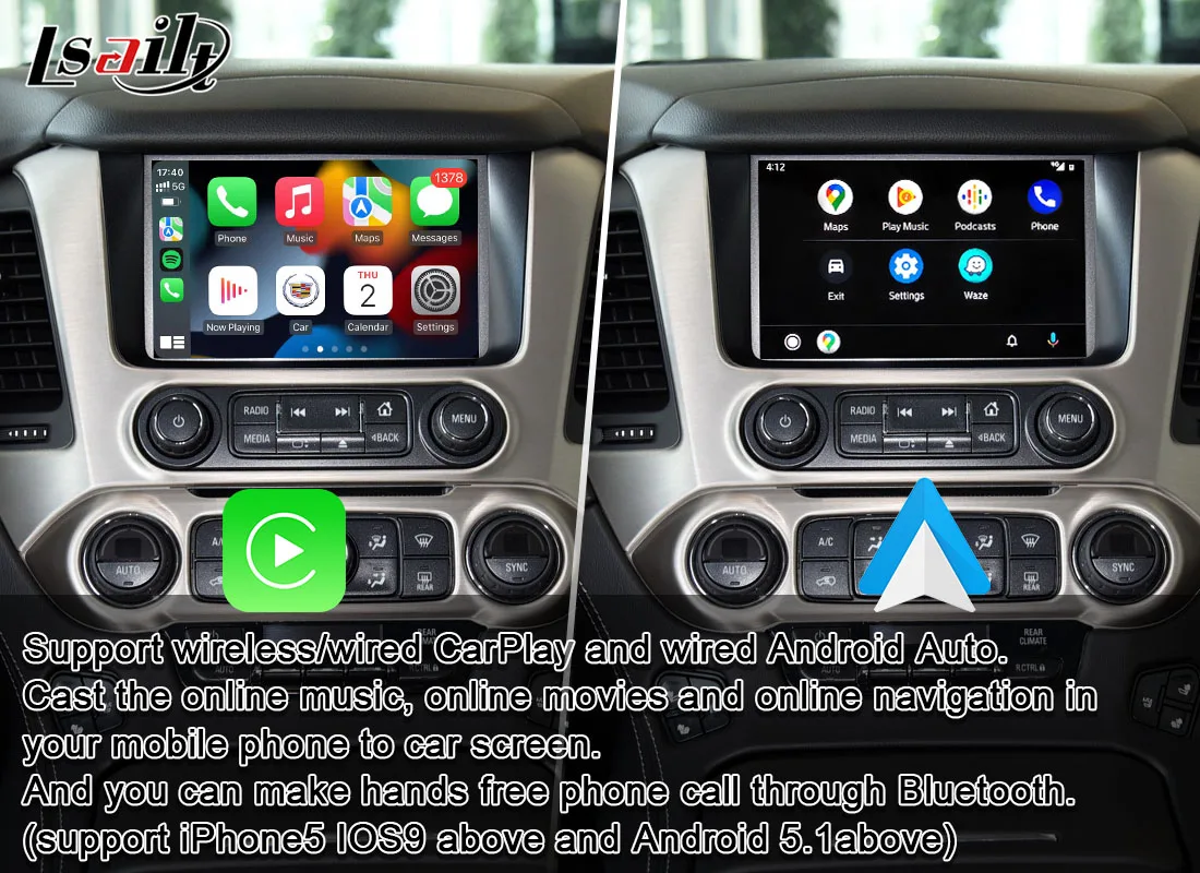 vehicle gps Lsailt Wireless CarPlay/ Android Multimedia interface for GMC Yukon, Sierra with Netflix, YouTube, Android Auto ,Google Map fleet tracking
