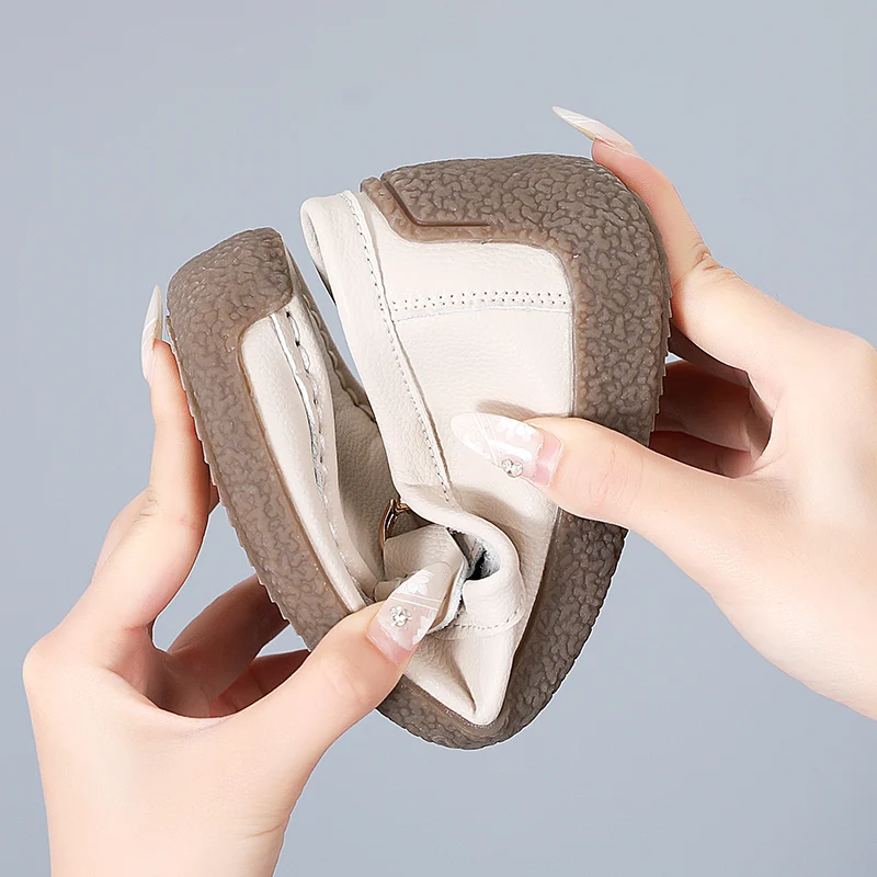 حذاء رياضي من الجلد للنساء ، حذاء بدون كعب ، حذاء...