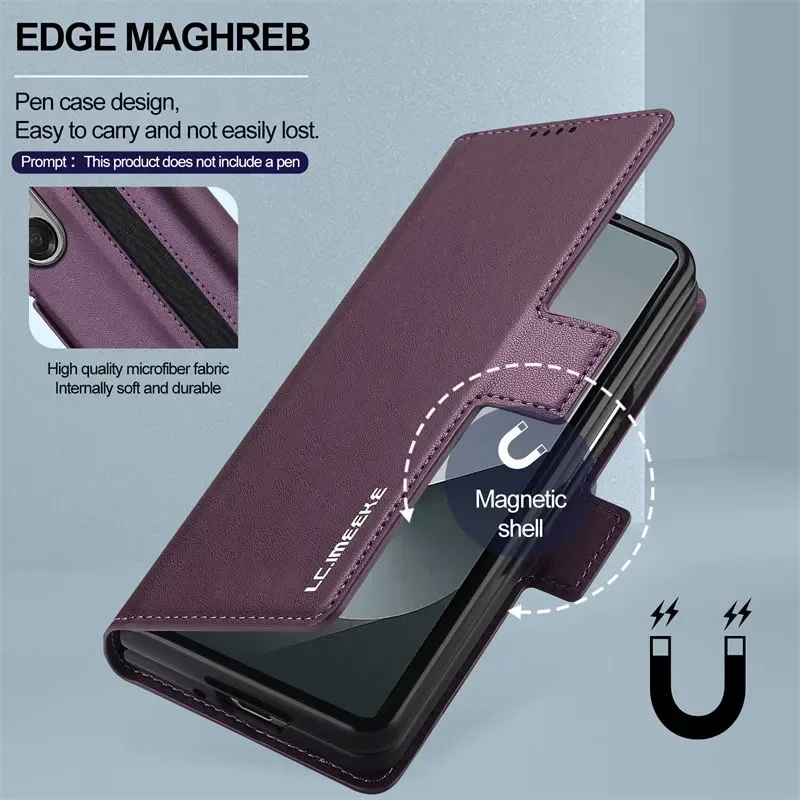 Étui de téléphone en cuir à rabat magnétique pour Samsung Galaxy Z Fold 7 6 5 4 3 5G Fold6 Fold5 Fold4 portefeuille couverture de carte Etui Coque – Image 3