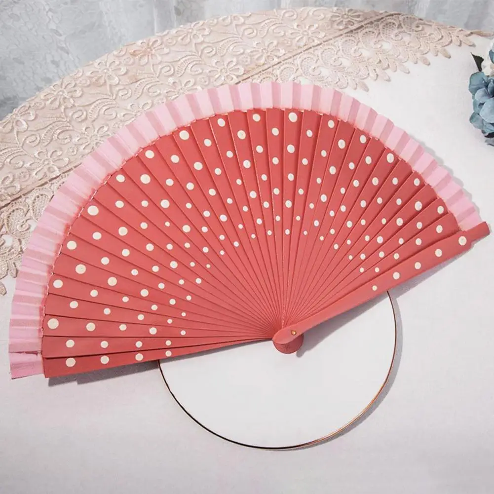 Folding Fan Double sided Beautiful Spain Style Hand painted Antiquity Decoration Multicolor Dot Print Dancing Fan Home Supply folding fan hand fan