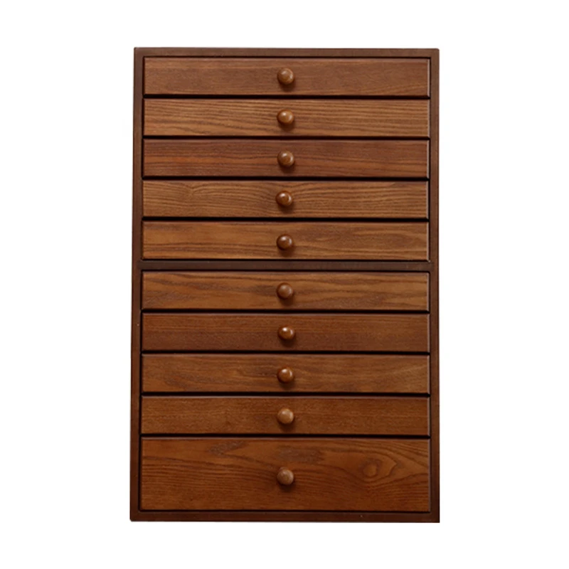 

Solid Wood Dressing Table Storage Boxes Earrings Necklace Jewelry Organizer Accessories Multi-layer Rings Collection Makeup Box