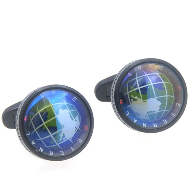 New Rotatable Globe Stainless Steel Cufflinks for Men and Women's Travel Themed Parties Casual Buttons Personalized Accessories