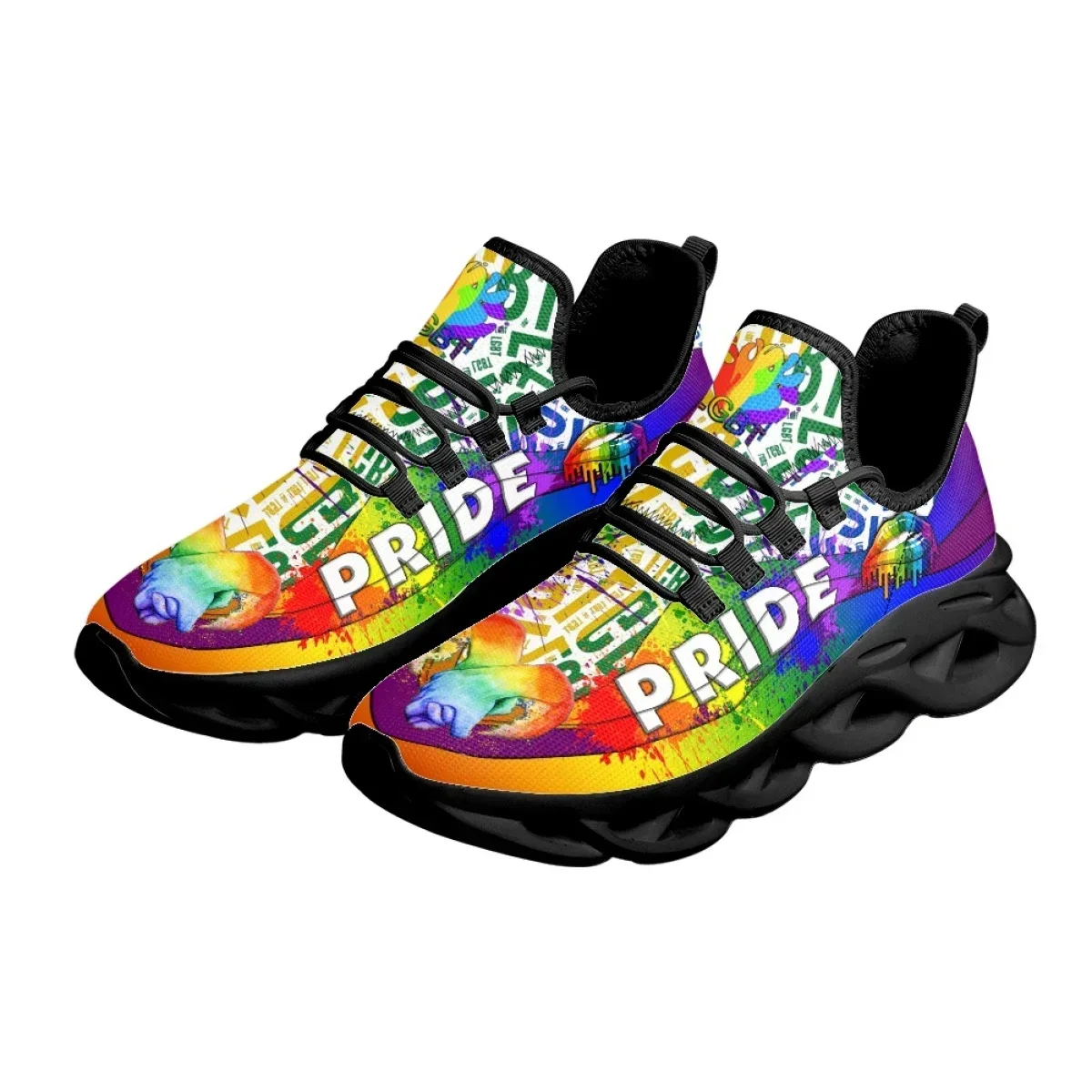 Colorful Pride LGBT Print Platform Shoes For Women Light Mesh Sneakers Female Rainbow Lips Pattern Running Shoes